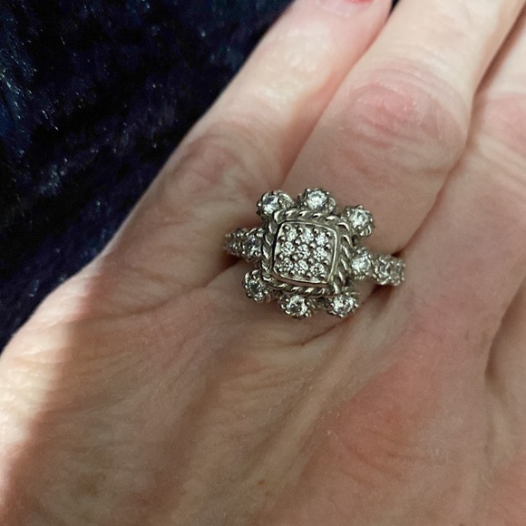 Judith Ripka Diamonique flower sterling ring - Picture 1 of 13